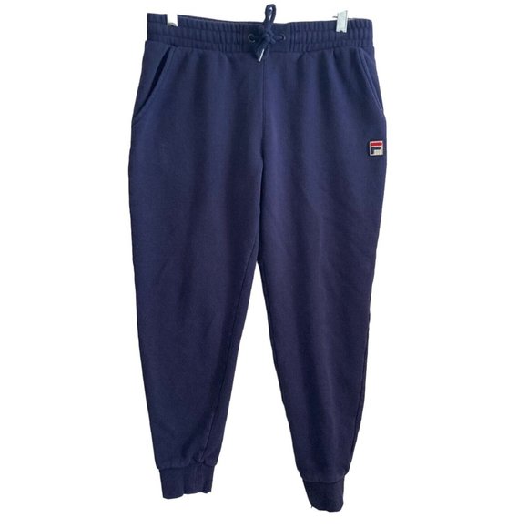Vintage FILA Sweatpants Mens Small Navy Blue Drawstring Stretch - Picture 1 of 9